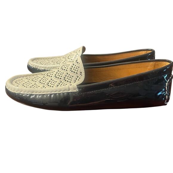 Peter Millar Navy blue white loafers shoes flats 6.5 Cut Out Preppy Resort Beach - Picture 6 of 10